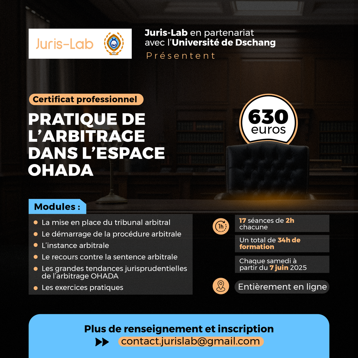 Certificat professionnel : Pratique de l’arbitrage dans l’espace OHADA