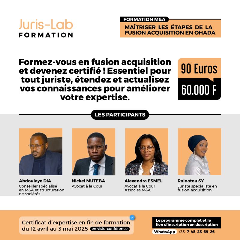 Formation maîtriser les étapes de la fusion acquisition en OHADA