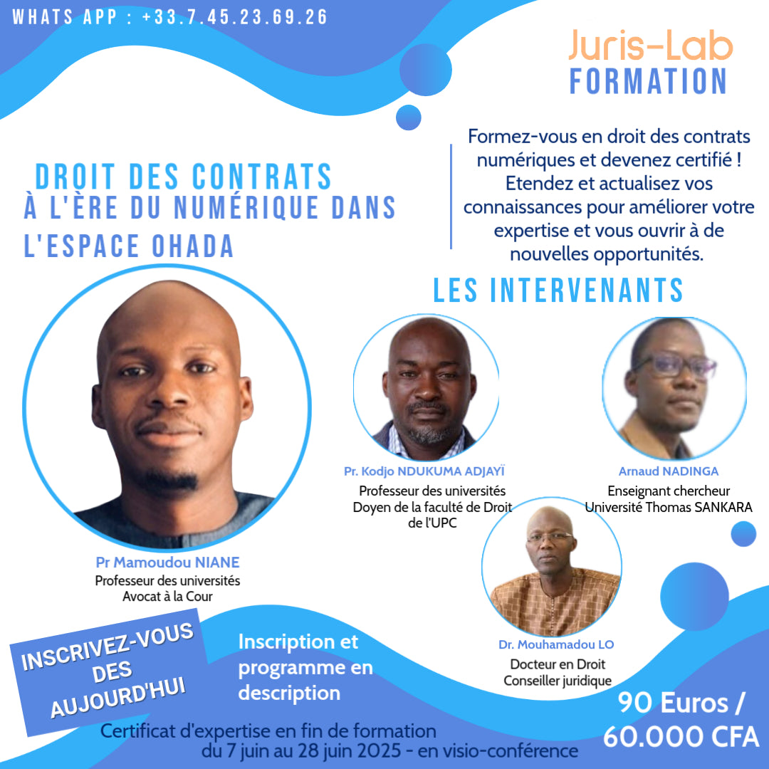Droit des contrats à l'ère du numérique dans l'espace OHADA